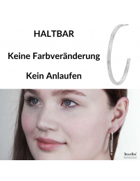 Traveller Creolen - Silberfarbe - Edelstahl - Preciosa Kristalle - 40 mm - 182042