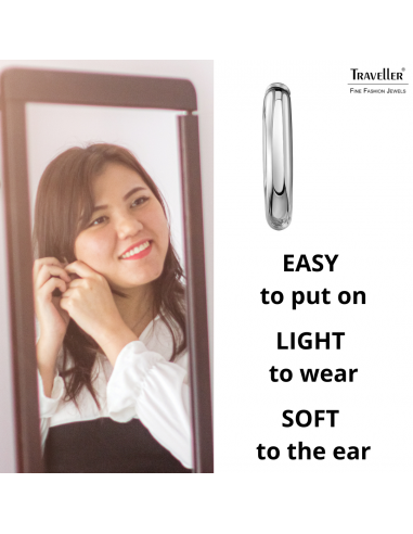 Traveller Clip-on Earrings - Hoops - Silver coloured - 18 mm - Platinum Plated - 157600