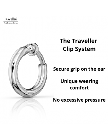 Traveller Clip-on Earrings - Hoops - Silver coloured - 18 mm - Platinum Plated - 157600