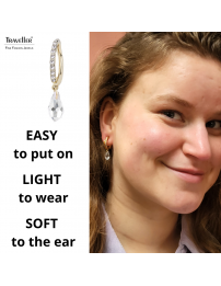 Traveller Clip-on Earrings - Teardrop - Gold coloured - Preciosa Crystals - Gold Plated - 30x5 mm - 157565