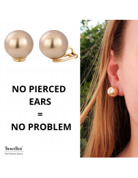 Traveller Clip-on Earrings - 22ct Gold Plated - Pearls - 14 mm - Bronze - 706014