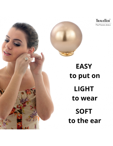 Traveller Clip-on Earrings - 22ct Gold Plated - Pearls - 14 mm - Bronze - 706014