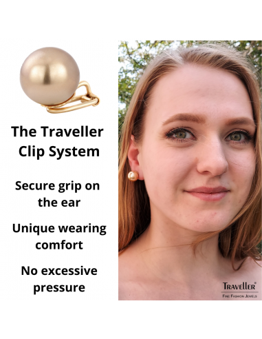 Traveller Clip-on Earrings - 22ct Gold Plated - Pearls - 14 mm - Bronze - 706014