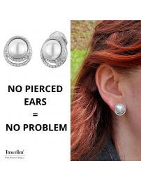 Traveller Clip-on Earrings - Silver coloured - Pearls - 10 mm - White - Crystals - Platinum Plated - 15x1 2mm - 114240