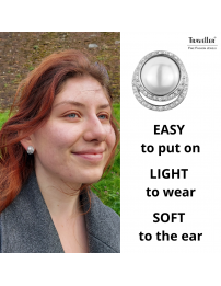 Traveller Clip-on Earrings - Silver coloured - Pearls - 10 mm - White - Crystals - Platinum Plated - 15x1 2mm - 114240