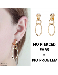 Traveller Clip-on Earrings - Drop Earrings - Gold coloured - Shackles / Hoops - Gold plated - 45x15 mm - 157102
