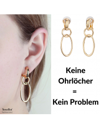 Traveller Ohrclips - Hänger - Goldfarbe - Glieder/ Ringe - 22kt Vergoldet - 45x15 mm - 157102