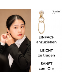 Traveller Ohrclips - Hänger - Goldfarbe - Glieder/ Ringe - 22kt Vergoldet - 45x15 mm - 157102