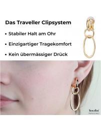 Traveller Ohrclips - Hänger - Goldfarbe - Glieder/ Ringe - 22kt Vergoldet - 45x15 mm - 157102