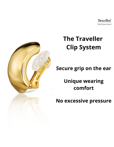 Traveller Clip-on Earrings - Gold coloured - Half Hoops - 22ct Gold Plated - 25x18 mm - 138051