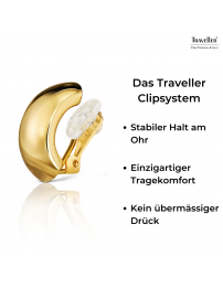 Traveller Ohrclips - Goldfarbe - Halbcreole - 22kt Vergoldet -25x18 mm - 138051