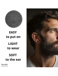 Traveller Stud Earrings - Men - Stainless Steel - Black PVD - Matt - Round - 8 mm - 181247