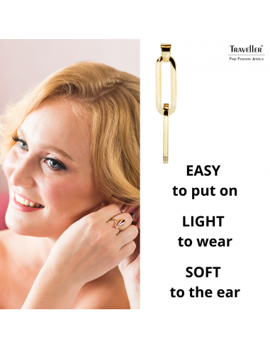 Traveller Drop Earrings - Gold Coloured - Stainless Steel - Gold Plated - Links - 38x7mm - 181105