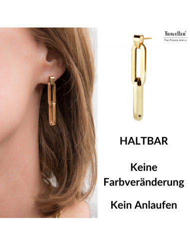 Traveller Ohrhänger - Goldfarben - Edelstahl - Vergoldet - Glieder - 38x7 mm - 181105