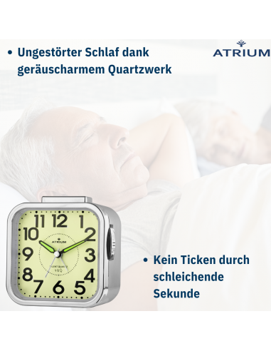ATRIUM Wecker - Senioren - Analog - Silber - Deutlich - Einfache Bedienung - A530-18