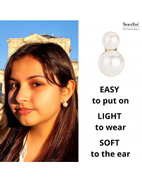Traveller Clip-on Earrings - Pearls - 8 & 12 mm - Cream - Gold coloured - 22ct Gold plated - 20x12 mm - 113120