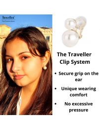 Traveller Clip-on Earrings - Pearls - 8 & 12 mm - Cream - Gold coloured - 22ct Gold plated - 20x12 mm - 113120