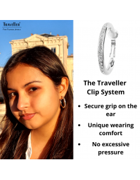 Traveller Clip-on Earrings - Hoops - Platinum plated - Preciosa Crystals - 33 mm - 155836