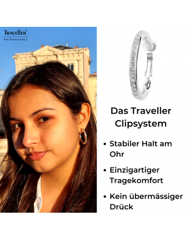 Traveller Ohrclips - Creolen - Platiniert - Preciosa Kristalle - 155836