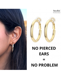 Traveller Clip-on Earrings - Hoops - 33 mm - 22ct Gold plated - 155833