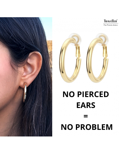 Traveller Clip-on Earrings - Hoops - 33 mm - 22ct Gold plated - 155833