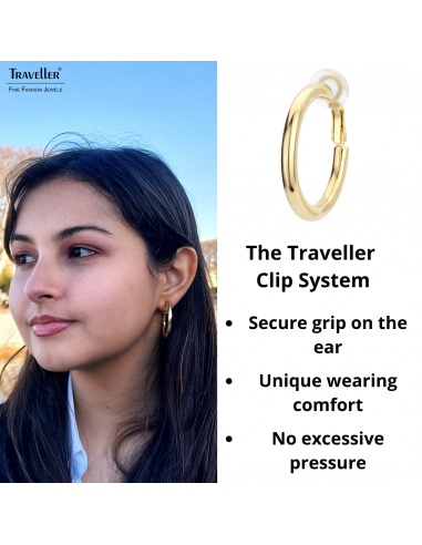 Traveller Clip-on Earrings - Hoops - 33 mm - 22ct Gold plated - 155833