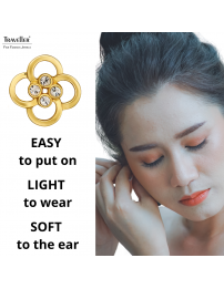 Traveller Clip-on Earrings - Gold Coloured - Crystals - Gold Plated - Flower - 13 mm - 157681