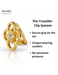 Traveller Clip-on Earrings - Gold Coloured - Crystals - Gold Plated - Flower - 13 mm - 157681