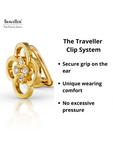 Traveller Clip-on Earrings - Gold Coloured - Crystals - Gold Plated - Flower - 13 mm - 157681