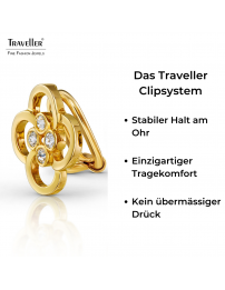 Traveller Ohrclips - Goldfarbe - Kristalle - Vergoldet - Blume - 13 mm - 157681