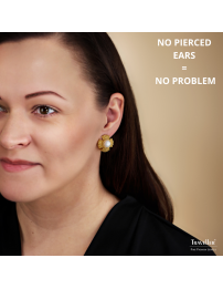 Traveller Clip-on Earrings - Gold Coloured - Pearls - 10 mm - White - Gold Plated - Flower - 23 mm - 114276