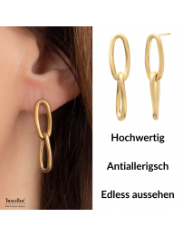 Traveller Ohrhänger - Damen - Vergoldet - Matt - Glieder - Edelstahl - 30 x 7 mm - 181252