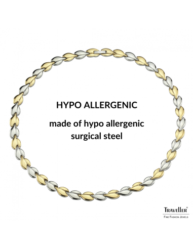 Traveller Necklace - Stainless steel - Gold & Silver Coloured - Bicolor - 45 cm - Hearts - 180910