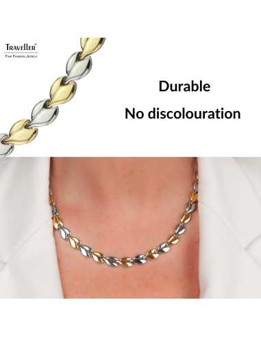 Traveller Necklace - Stainless steel - Gold & Silver Coloured - Bicolor - 45 cm - Hearts - 180910