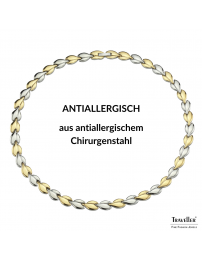 Traveller Collier - Edelstahl - Goldfarbe & Silberfarbe - Bicolor - 45 cm - Herzen - 180910