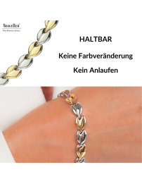 Traveller Armband - Edelstahl - Goldfarbe & Silberfarbe - Bicolor - 19 cm - Herzen - 180911