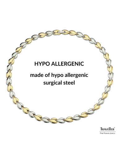 Traveller Bracelet - Stainless Steel - Gold & Silver Coloured - Bicolor - 19cm - Hearts - 180911