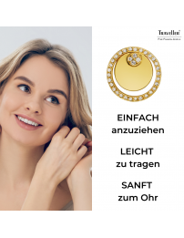 Traveller Ohrclips - Goldfarbe - Kristalle - Vergoldet - Kreise - 20 mm - 157677