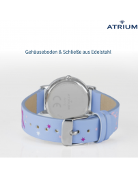 Atrium Uhr - Kinder - Mädchen - Lila - Kristallsteine - Analog - 3 Bar - Pferde - Lernzifferblatt - A47-12