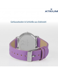 Atrium Kinderuhr – Mädchen – Lila – Kristallsteine – Analog – 3 bar – Schmetterlinge – Lernzifferblatt