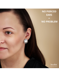 Traveller Clip-on Earrings - Silver Coloured - Crystals - Platinum Plated - Circles - 20 mm - 157678