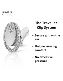 Traveller Clip-on Earrings - Silver Coloured - Crystals - Platinum Plated - Circles - 20 mm - 157678