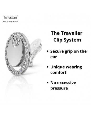 Traveller Clip-on Earrings - Silver Coloured - Crystals - Platinum Plated - Circles - 20 mm - 157678