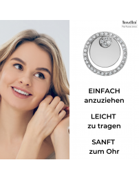 Traveller Ohrclips - Silberfarbe - Kristallen - Platiniert - Kreise - 20 mm - 157678
