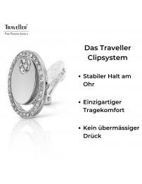 Traveller Ohrclips - Silberfarbe - Kristallen - Platiniert - Kreise - 20 mm - 157678