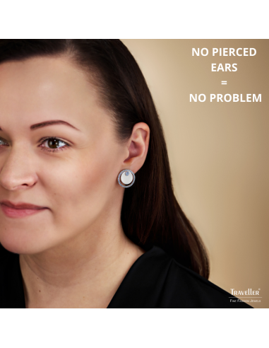 Traveller Clip-on Earrings - Platinum Plated - Crystals - Blue/ Light Sapphire - Circles - 20 mm - 157679