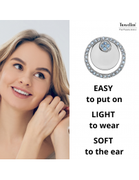 Traveller Clip-on Earrings - Platinum Plated - Crystals - Blue/ Light Sapphire - Circles - 20 mm - 157679