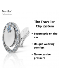 Traveller Clip-on Earrings - Platinum Plated - Crystals - Blue/ Light Sapphire - Circles - 20 mm - 157679