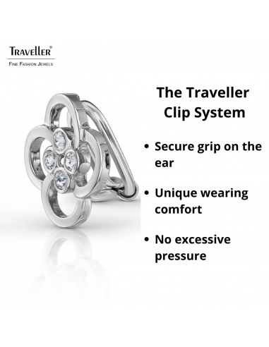 Traveller Clip-on Earrings - Silver Coloured - Crystals - Platinum Plated - Flower - 13 mm - 157682