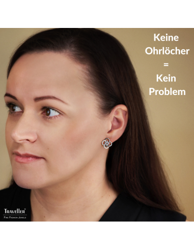 Traveller Ohrclips - Silberfarbe - Kristalle - Platiniert - Blume - 13 mm - 157682